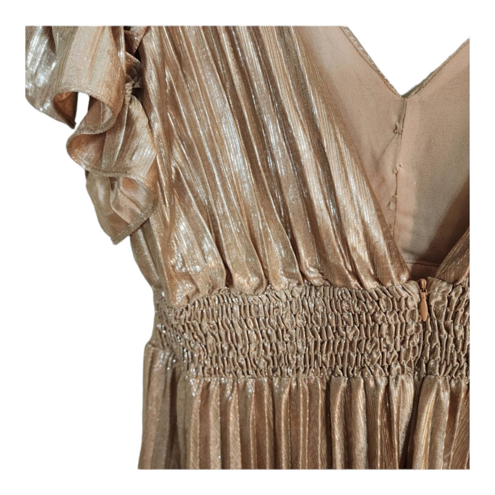Beulah Neutrals Metallic Pleats Long Dress size large - Picture 7 of 12